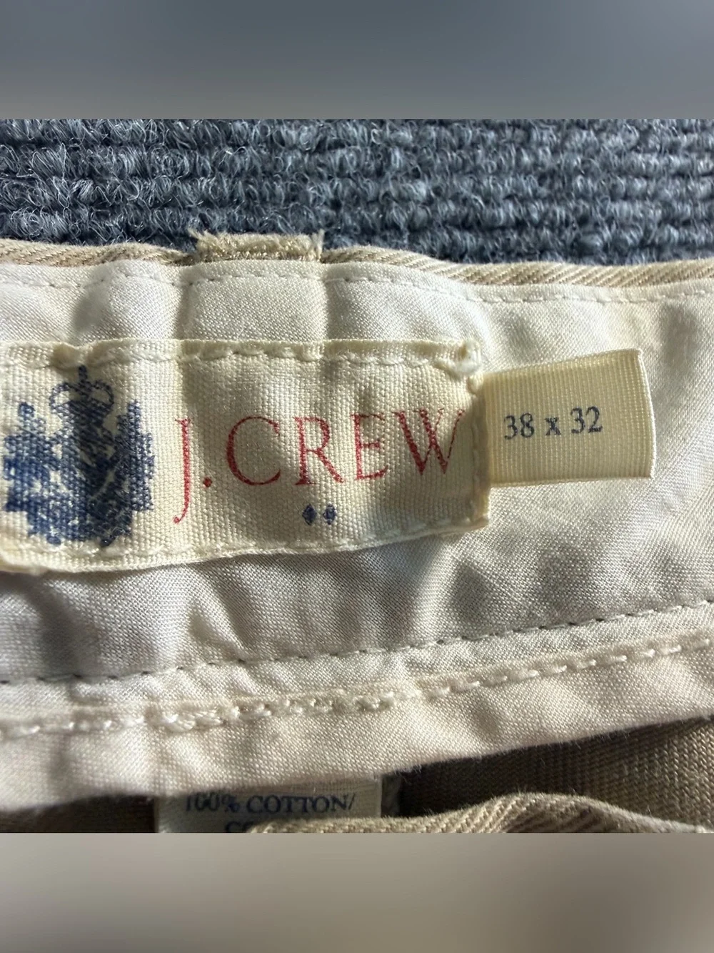 Vintage J.Crew Men's Classic Tan Flat Chino Pants 38x32 100% Cotton